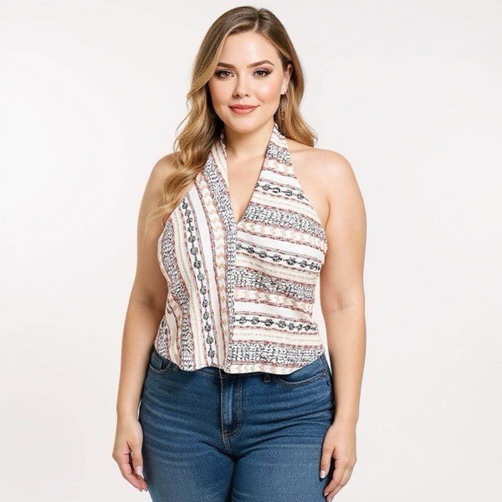 Anthropologie Halter Top Womens Sz XL Sleeveless V-Neck Boho Festival ~ NWT